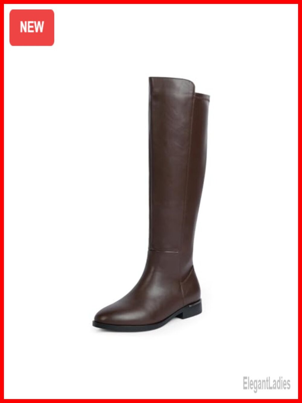 Rounded Toe Flat Knee High Boots Stretchy Side Zipper Faux Suede
